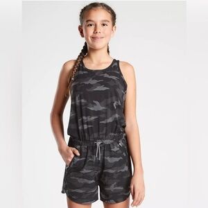 NWT Athleta Girl Camo On the Go Romper Size Medium 8-10.
